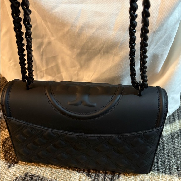 Tory Burch Fleming Matte Black Convertible Shoulder Bag - Picture 3 of 7